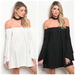 Riley long sleeve off the shoulder skater dress